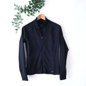 Freely Women's Black Zip Front Long Sleeve Athletic Jacket Size XS Extra Small
